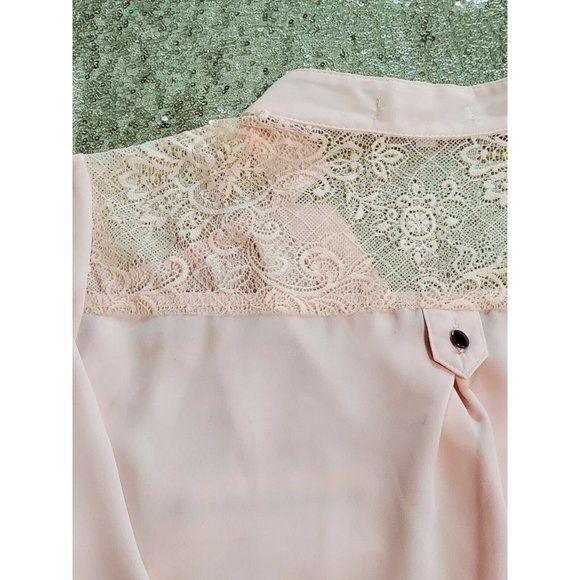 REWIND Long Sleeve Pink Blouse tunic back lace - Picture 4 of 12